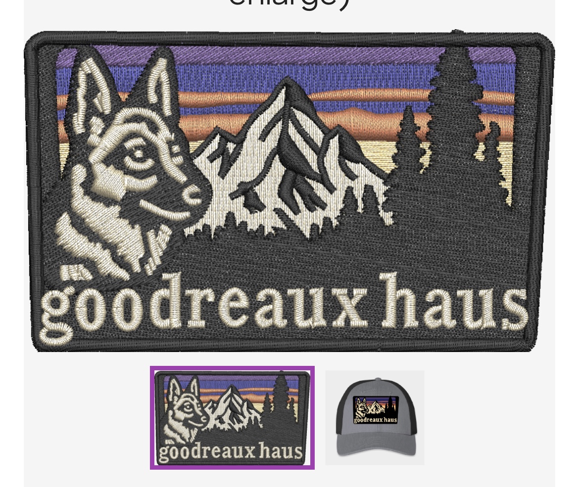 Trail trucker hat with embroidered Goodreaux Haus patch
